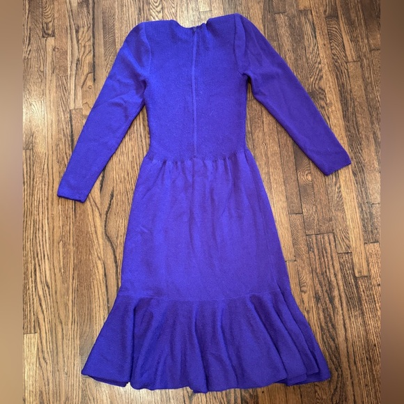 Pat Sandler for Wellmore Vintage Midi Long Sleeve Purple Sheath Dress Size 6 - Picture 8 of 10